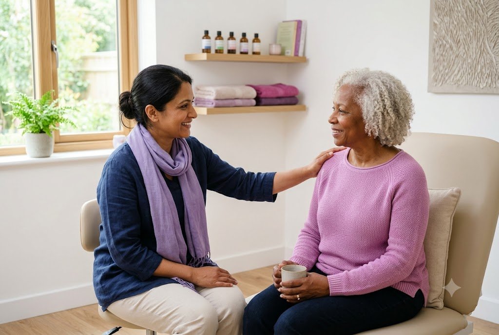 Therapist offering caring, one-to-one support to a patient